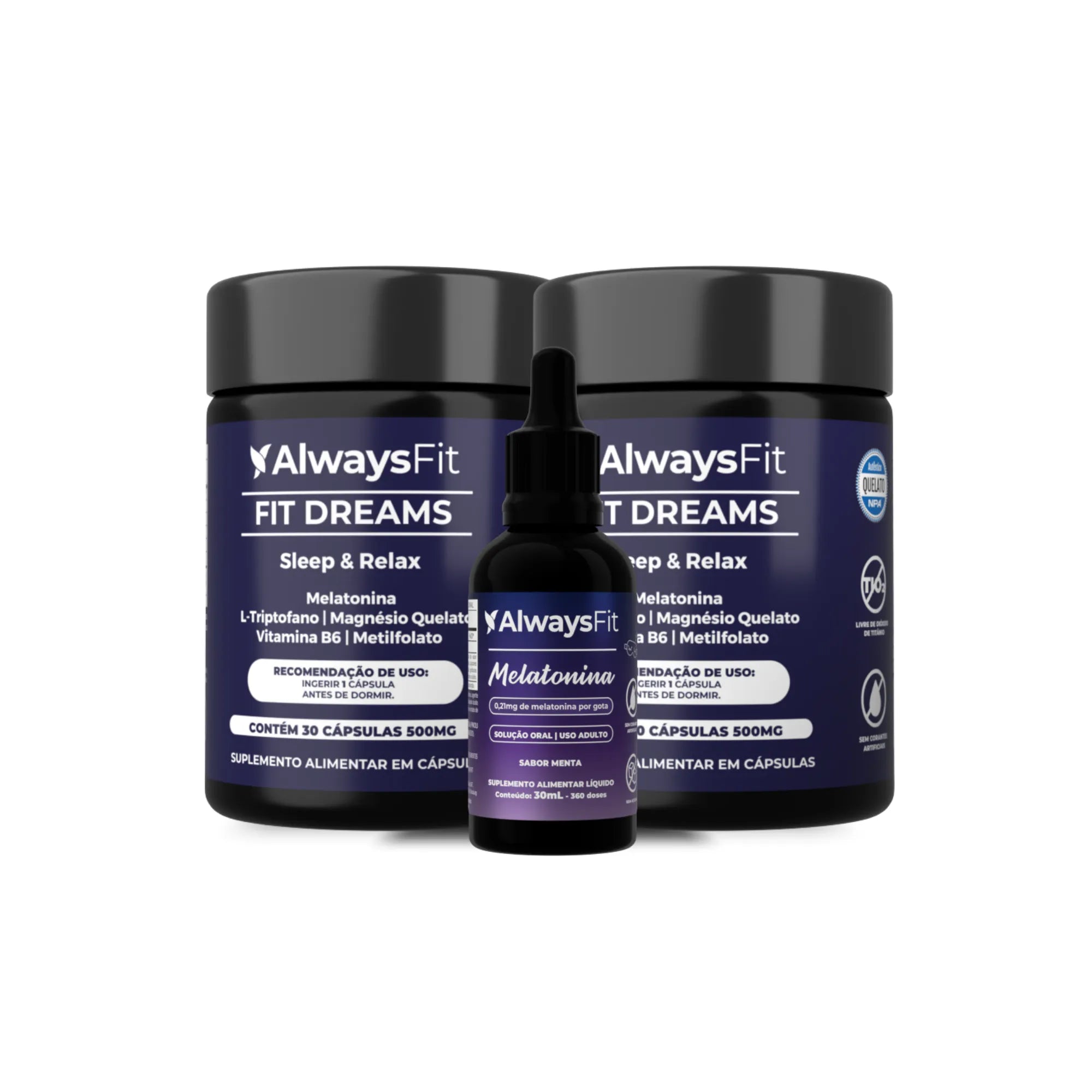 FitDreams® - Melatonina, Magnésio, L-Triptofano, B6 e B9 (MetilFolato) - 30 Cápsulas