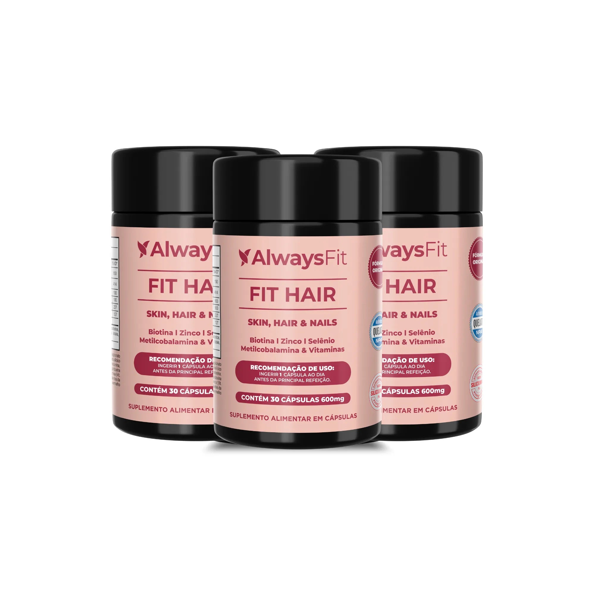 FitHair® - Biotina, Zinco, Ferro, Cobre, Cisteína e + Vitaminas - 30 Cápsulas